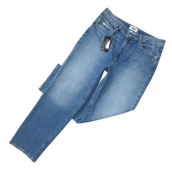 NWT Paige VINTAGE Sarah Straight Ankle in Art Piece Distressed Crop Jeans 32 - Picture 1 of 9